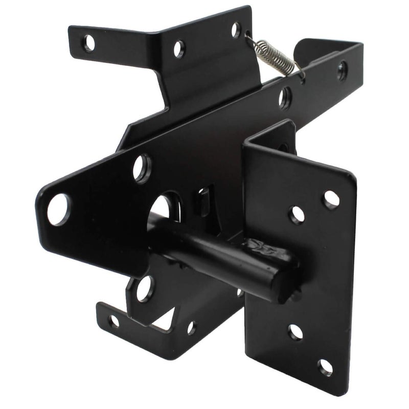 Jake Sales Vinyl Gate Latch Black (for Vinyl, Wood, PVC etc Fencing) Fence Gate Latch w/Mounting Hardware - Gate Latches Have a 90 Degree Bracket Resulting in a Positive Latch to Gate Connection - Image 1